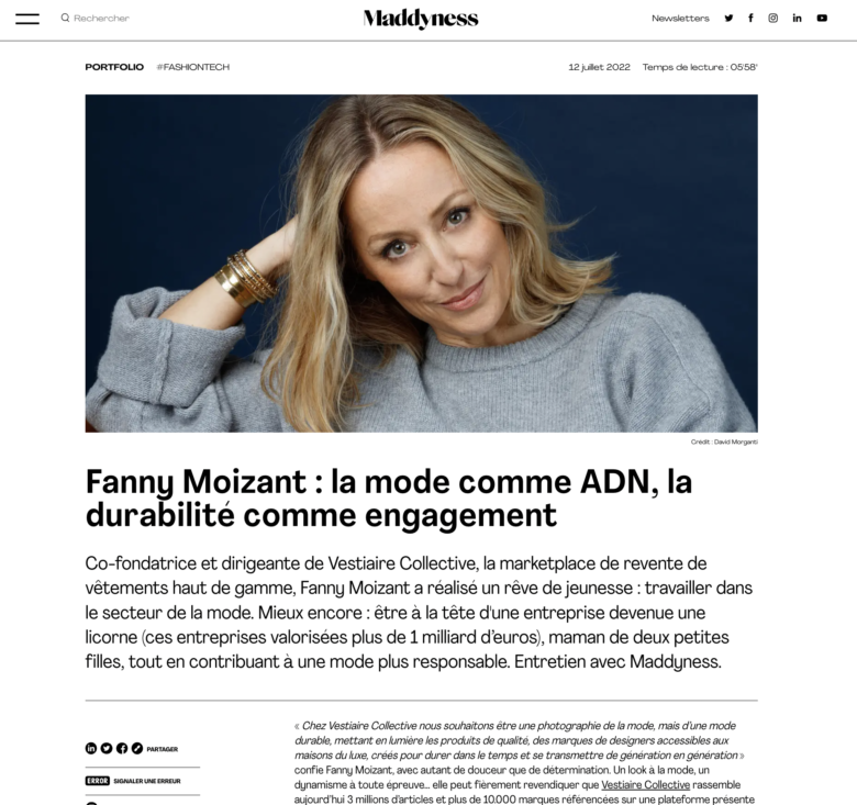 Fanny Moizant. Co-fondatrice et dirigeante de Vestiaire Collective