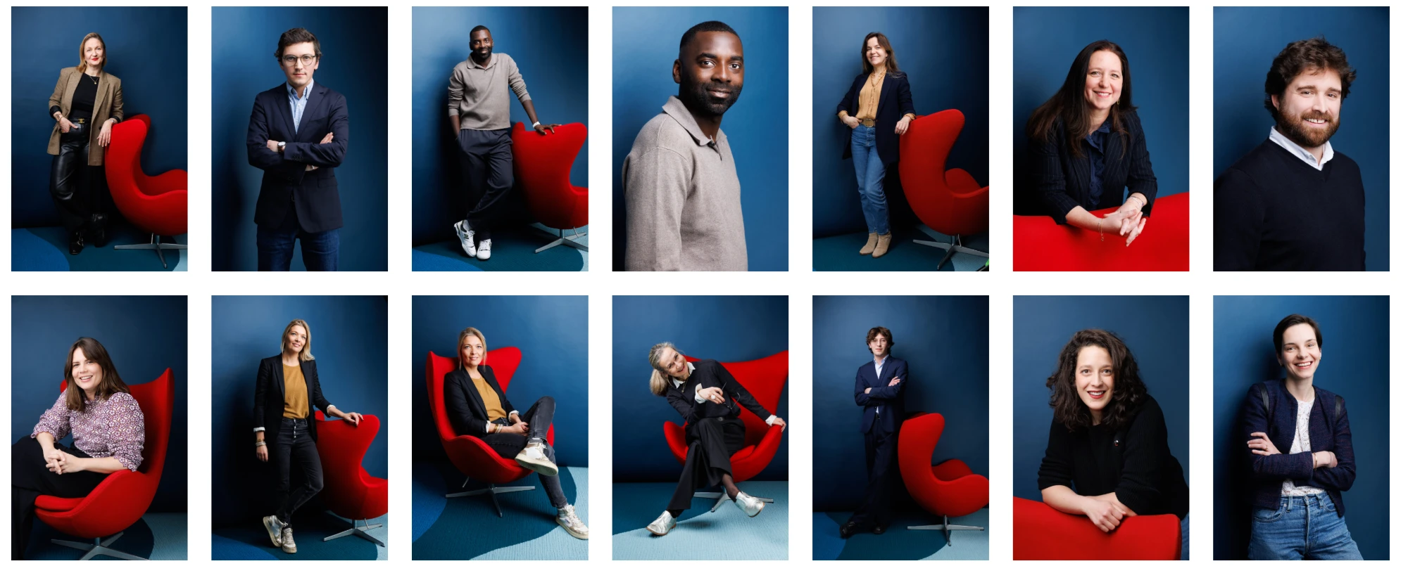 Portraits corporate d'équipe en studio — photographe à Rouen
